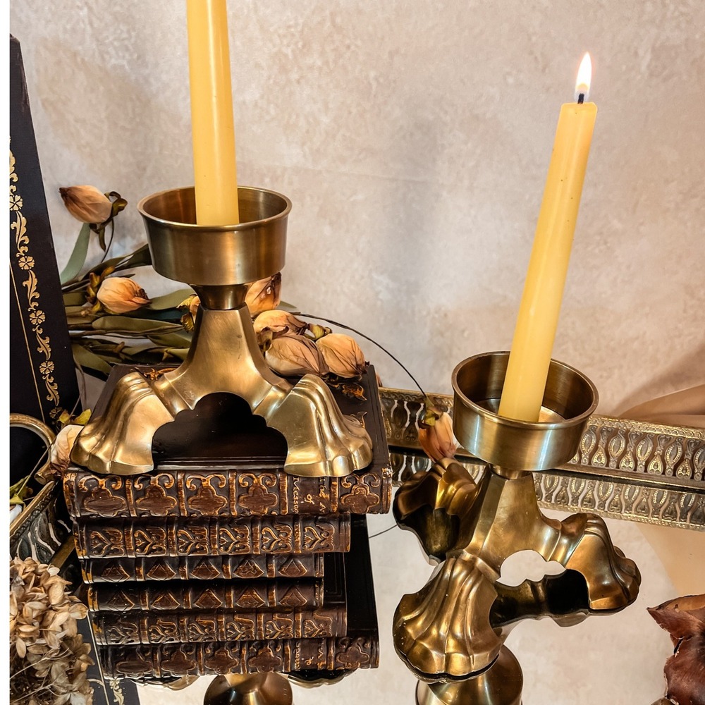 Brass Candle Holders with Lion‎ Paw Feet
